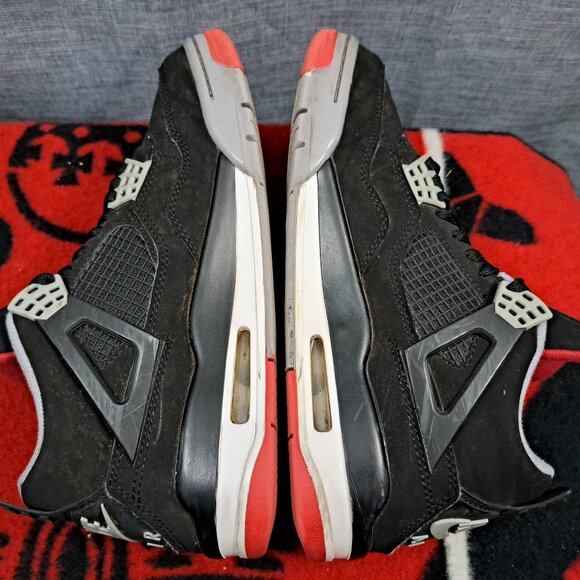 %Size 7.5 Nike Air Jordan 4 Retro Bred Black Cement 308497-060 Men AJ3 main image 4
